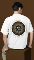 Sacred Om Symbol T-Shirt | Sanskrit Mantra Oversized Tee Back White