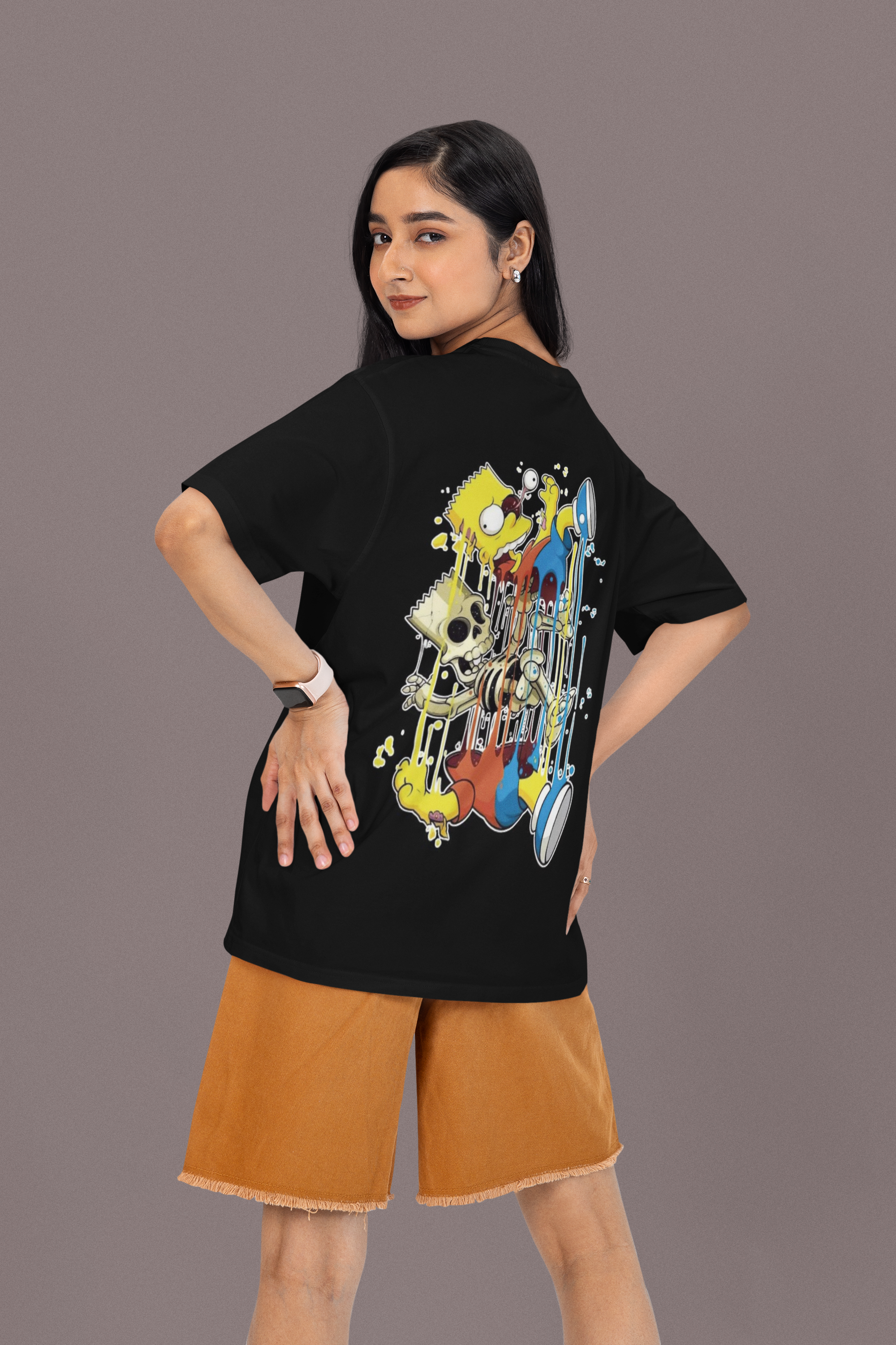 Oversized Black Graphic T-Shirt for Women – with Bold Cartoon Print