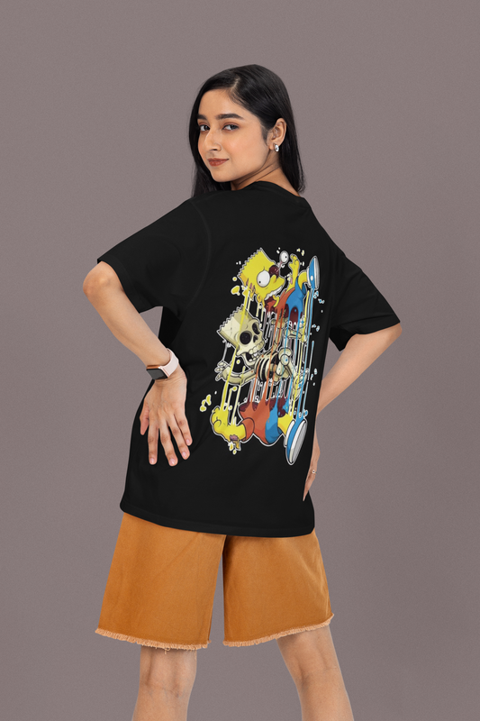 Oversized Black Graphic T-Shirt for Women – with Bold Cartoon Print