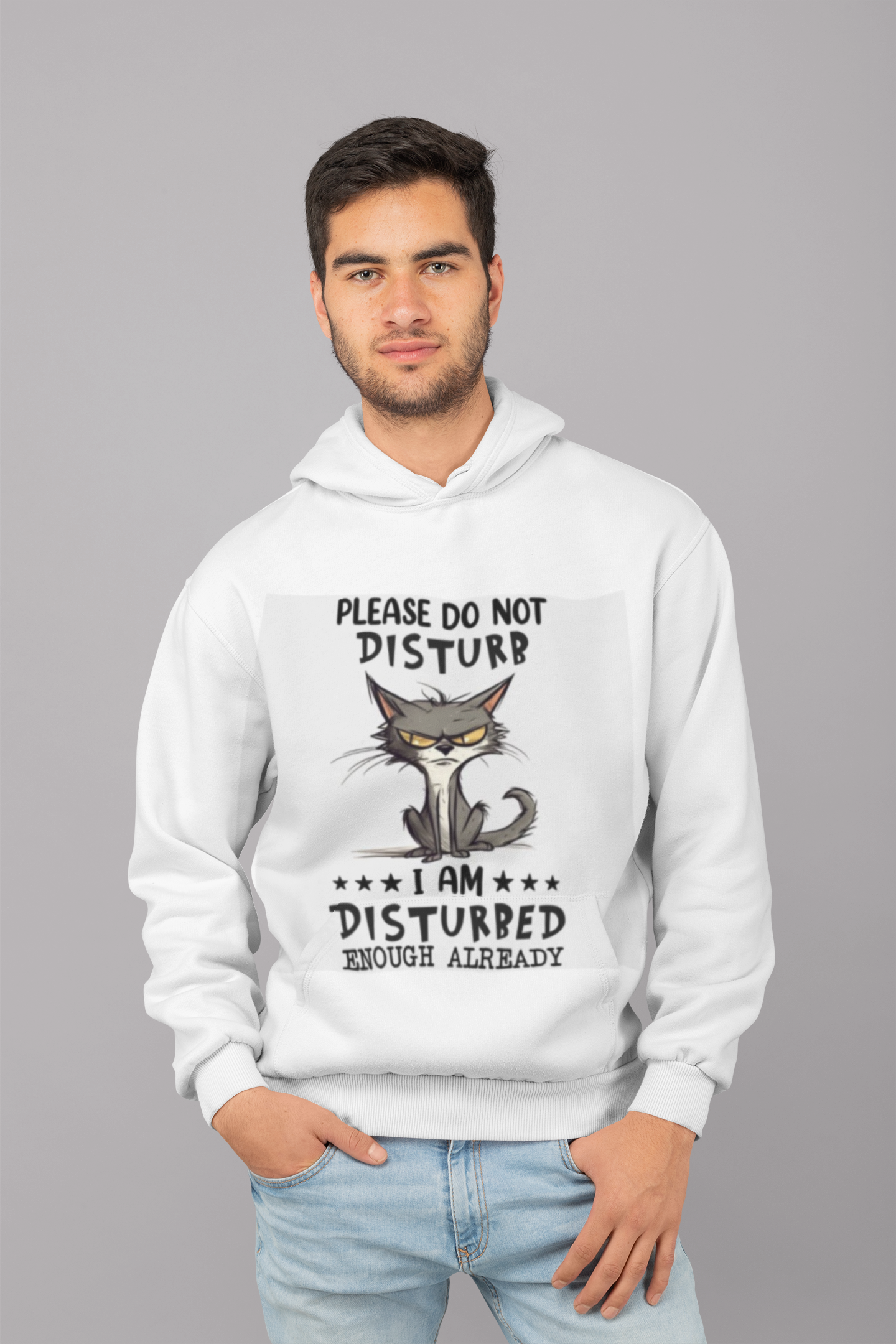 White Classic Hoodie DO NOT DISTURB Custom Printed