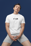 Custom T-Shirt for Men Color WHITE FCK TEXT FRONT