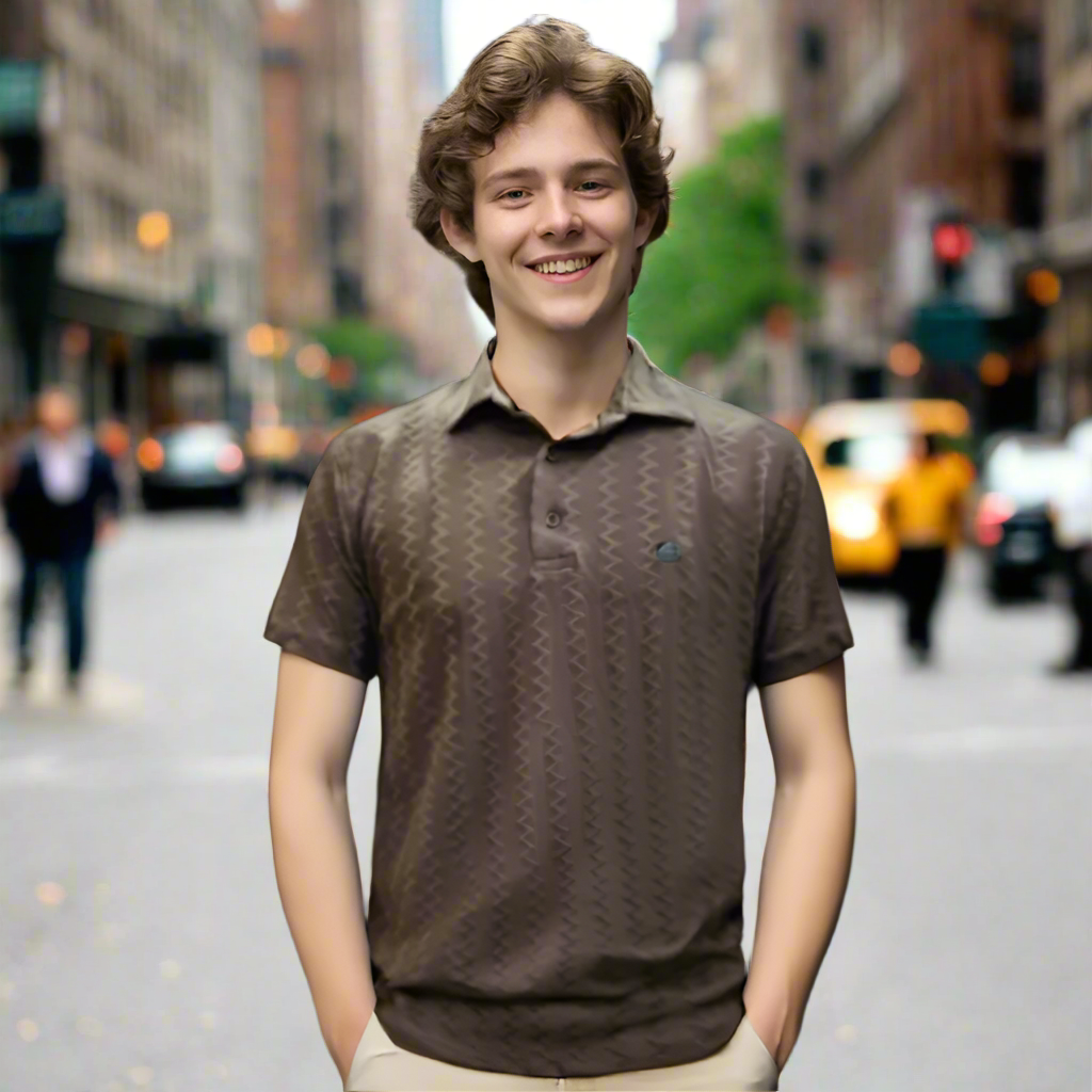 Nauticon Summer Saw Jacquard Polo T-Shirt for Men – Sandstone