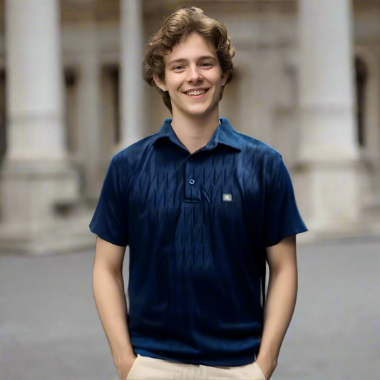 Nauticon Summer Blade Jacquard Polo T-Shirt for Men – Navy