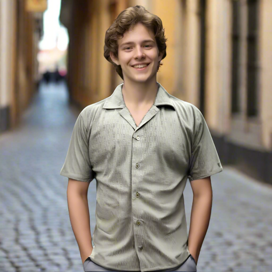 Nauticon Summer Jacquard Shirt For Men 100 Poly/Spacex TAN