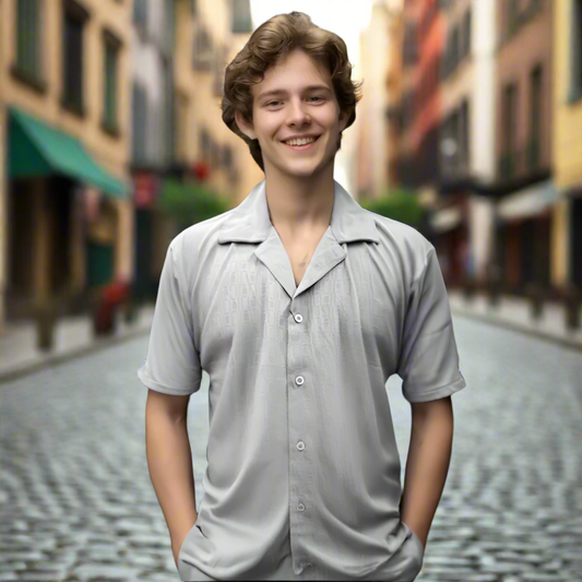 Nauticon Summer Spacex Jacquard Shirt for Men – Grey | 100% Poly/Spacex