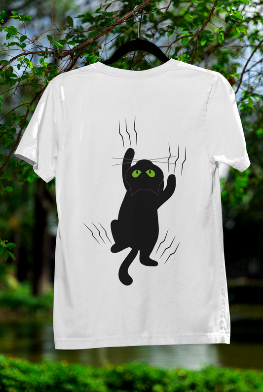 CAT SCRATCHED Oversize T-Shirts White For Men Front Oversize