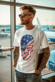 Patriotic USA Skull Graphic T-Shirt – American Flag Design Tee for Men