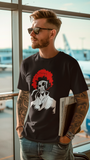 Samurai-Inspired Graphic T-Shirt – Bold Red & Black Anime Tee for Men Oversize