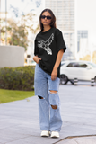 Oversized Streetwear T-Shirt for Women – Bird Bold Graphic Style with Urban Edge