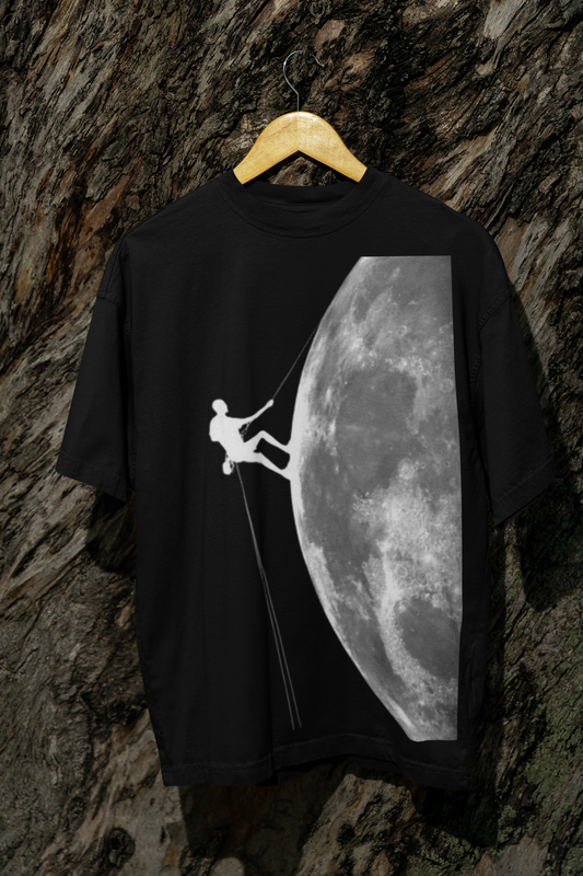 Black Oversize T-Shirt for Men Moon Hike FRONT