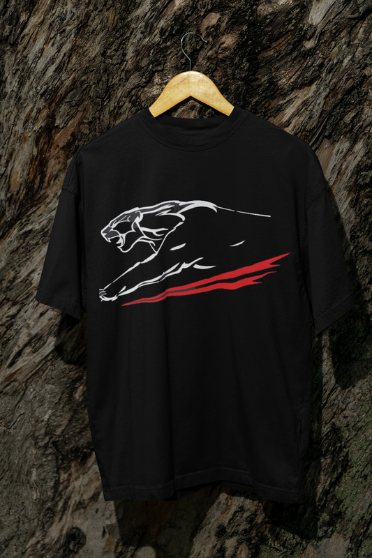 Black Oversize T-Shirt for Men Cheetah FRONT