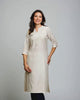 Classic Straight Kurta with Intricate Thread Embroidery OFF WHITE