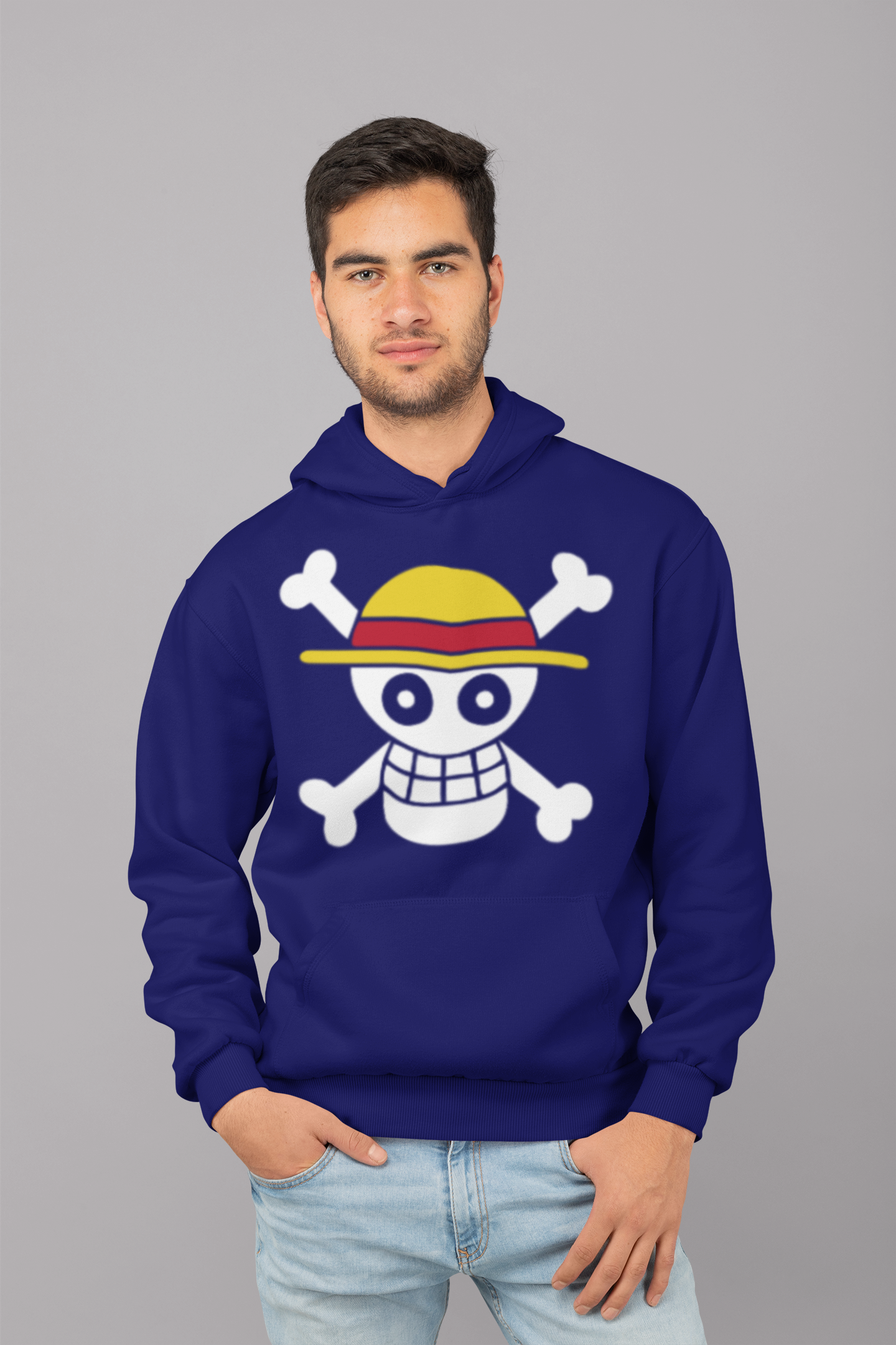 Navy Blue One Piece "Straw Hat Crew" Hoodie Front