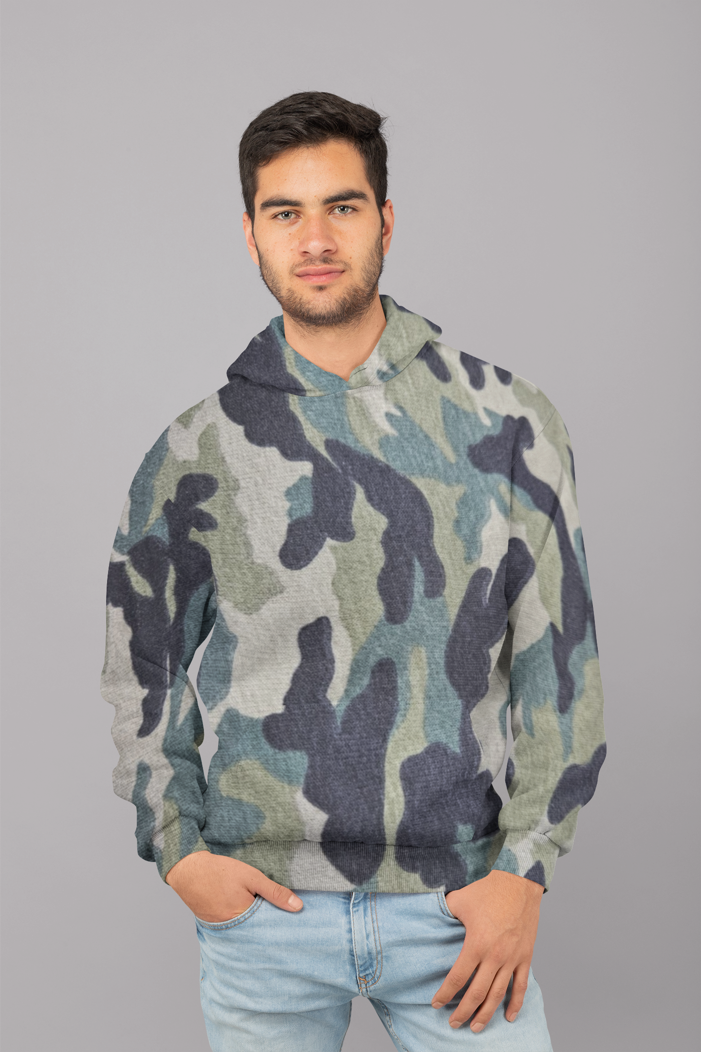 Men's Custom Hoodie Grey Printed Design
