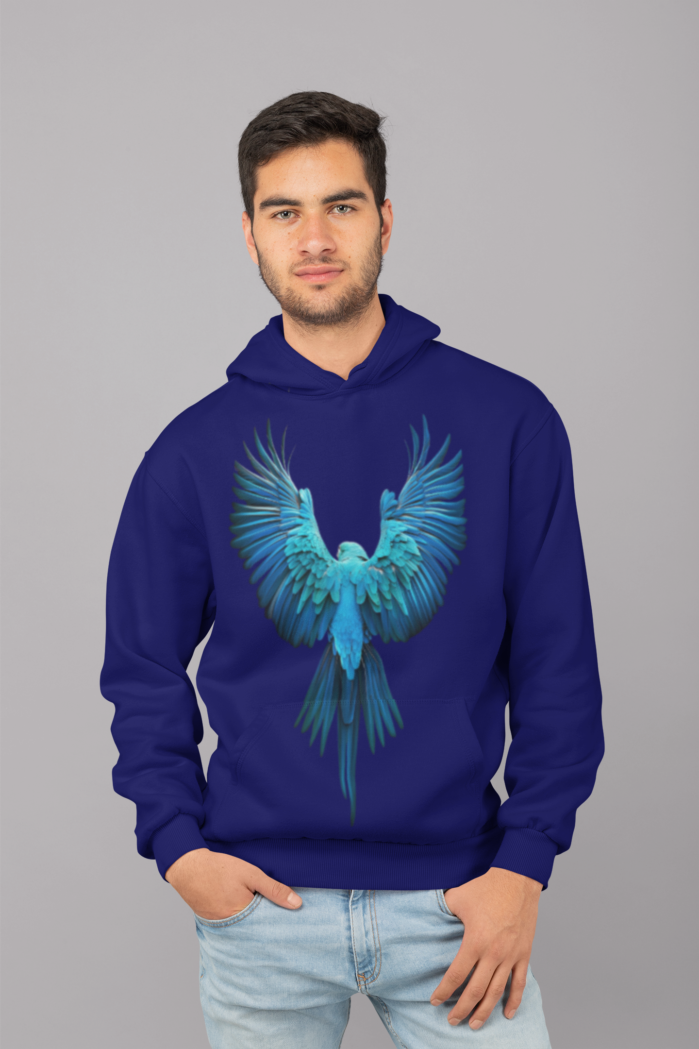 Majestic Blue Macaw Wings Hoodie – Navy Edition