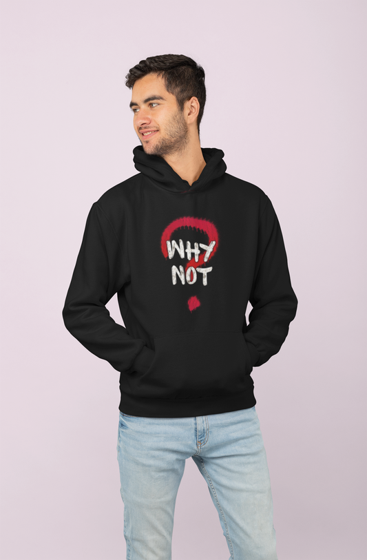 Men's Custom Hoodie POD WHY NOTY Print Design (Front) Black