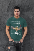 “Overcome the Pain” Bottle Green Gym T-Shirt for Men – Cotton Lycra Fitness Tee