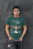 “Overcome the Pain” Bottle Green Gym T-Shirt for Men – Cotton Lycra Fitness Tee
