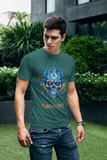Flaming Fury Skull Graphic T-Shirt for Men – Bottle Green | Cotton Lycra