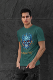 Flaming Fury Skull Graphic T-Shirt for Men – Bottle Green | Cotton Lycra