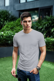 NAUTICON Crew Neck T-Shirt for Men – Grey | Soft Cotton-Lycra Blend