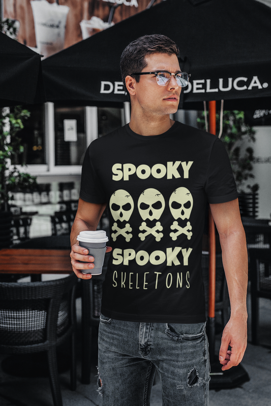 Spooky Skeletons Custom T-Shirt for Men Color Black Front - COLORS QUEE