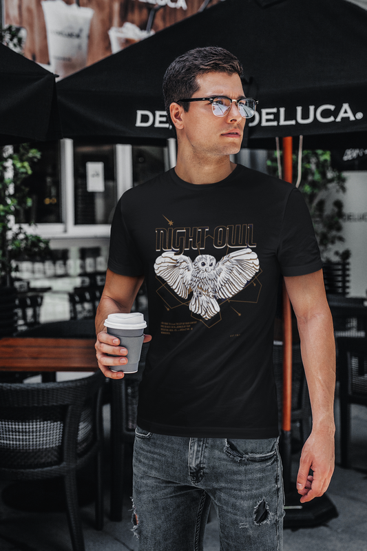 NIGHT OWL Custom T-Shirt for Men Color Black