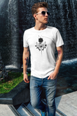 Custom T-Shirt for Men Color White with Black ROSE FRONT Over