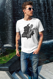 Custom T-Shirt for Men Color WHITE With Black PUNJAB FRONT Over
