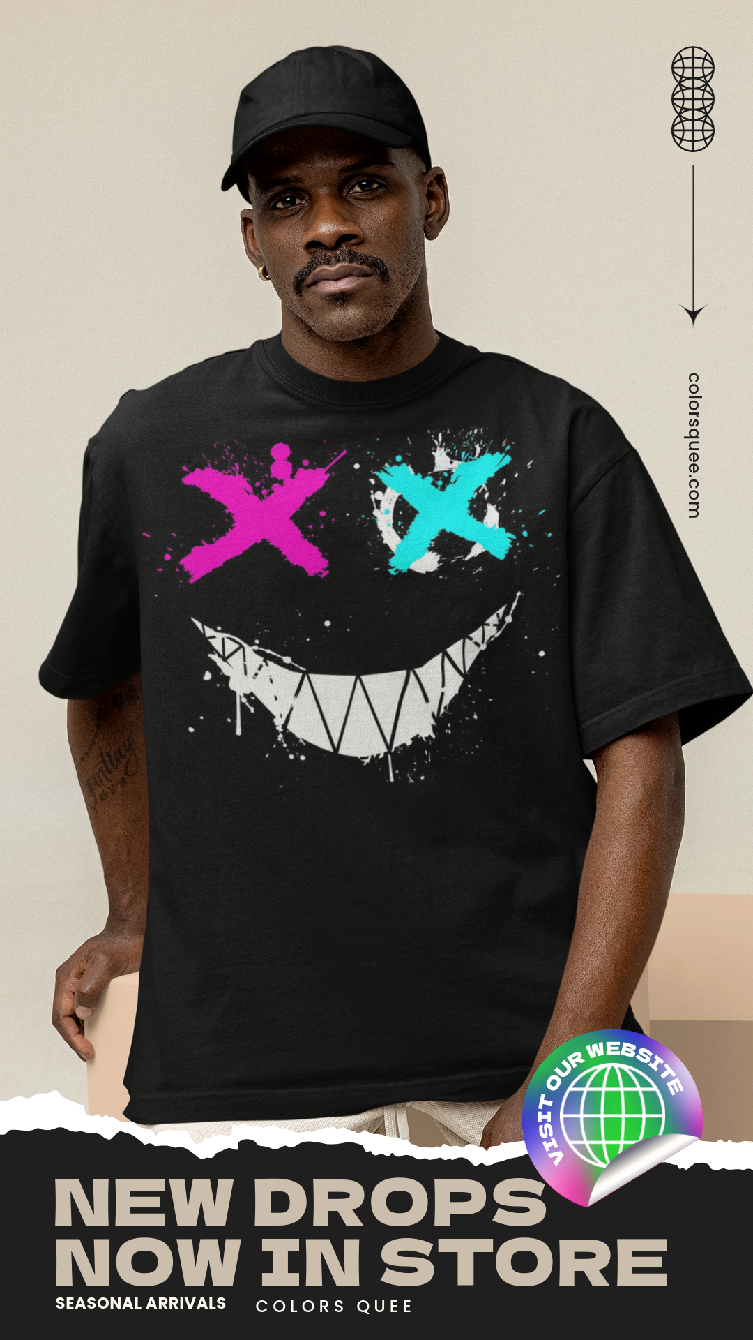 Black Oversize T-Shirt for Men XOXO FRONT