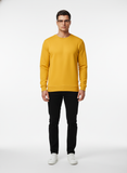 Men's Casual Fleece Solid Round Neck Long Sleeves Sweatshirt (Orange)